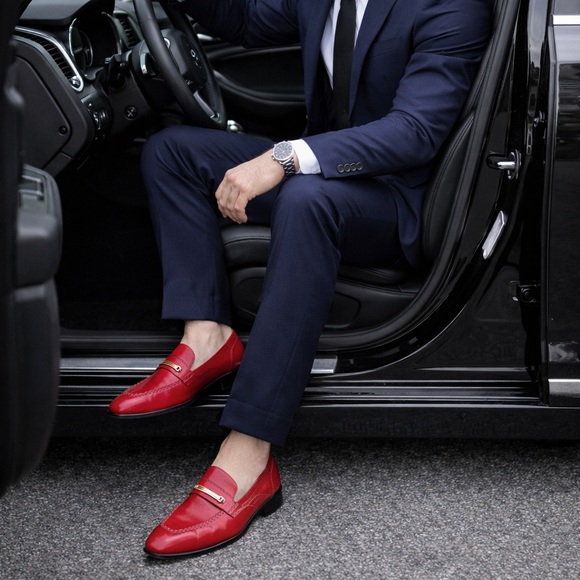 Massimo Sarti Milano Red Leather Luxury Loafers